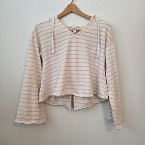 Xhilaration Women's Striped Hoodie with Bell Sleeves - XS